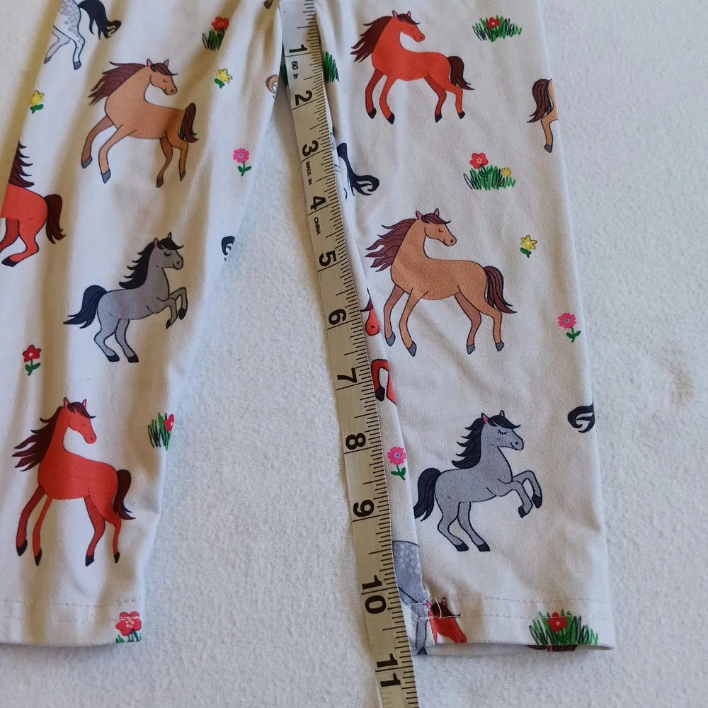 Kids Sz9-12M Leggings with Colorful Horse Print
